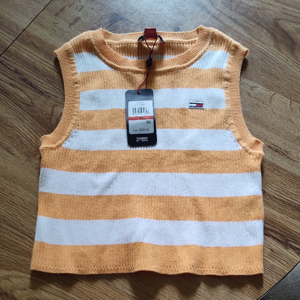 Tommy Jeans Oahu Knitted Cropped Vest, Size XS